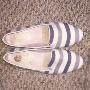 Striped loafer flats